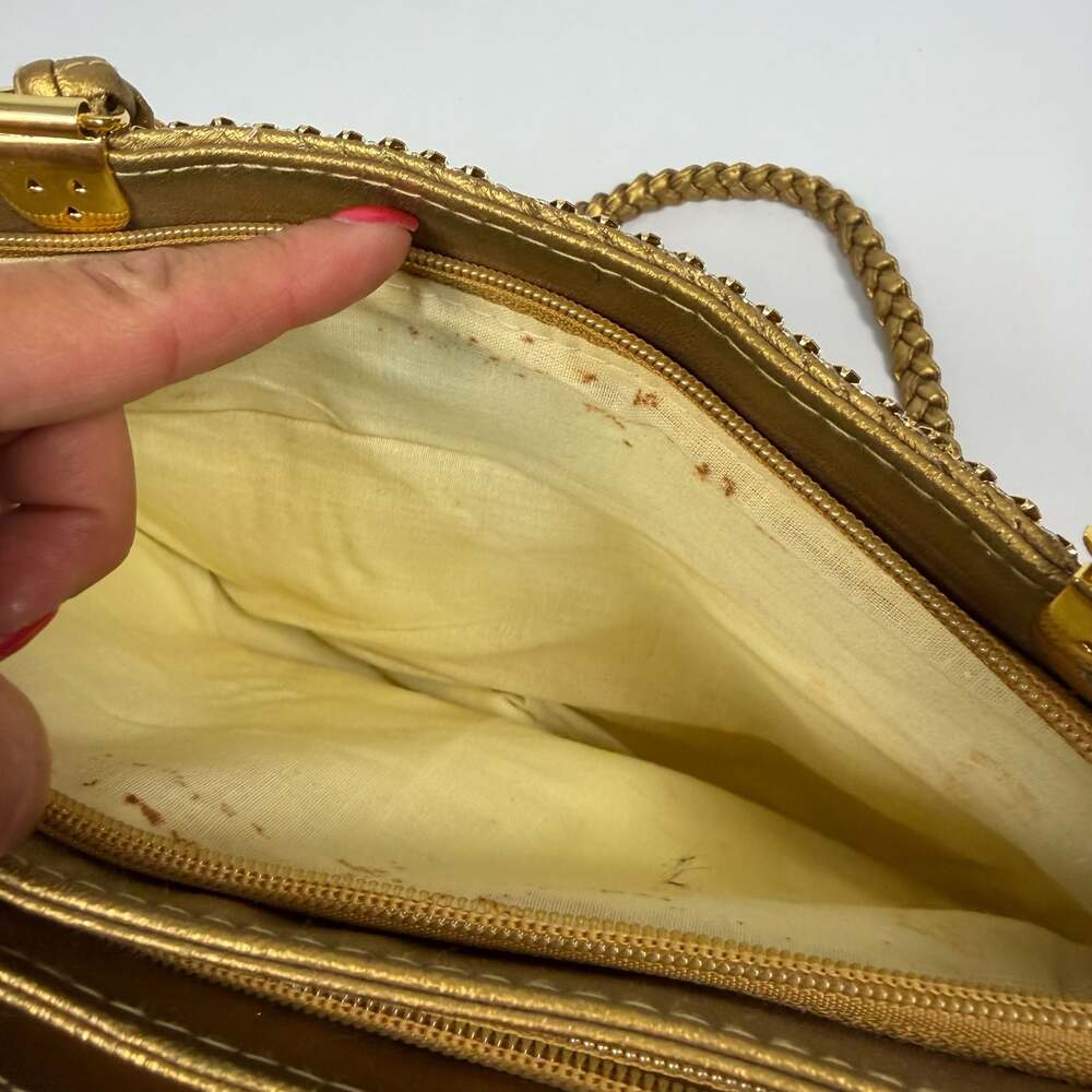 Whiting & Davis Vintage Gold Mesh Braided Strap Shoulder Bag - Picture 10 of 14